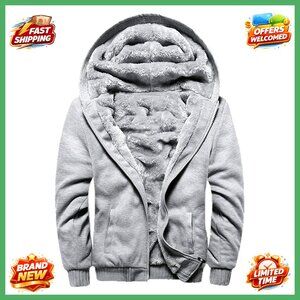 Sherpa Lined Fleece Hooded Jacket Winter Warm Active Performance Coat